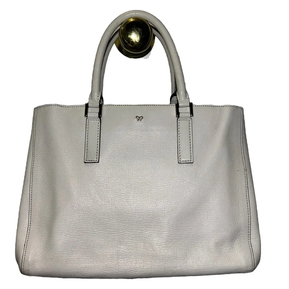 Anya Hindmarch Small White Leather Ebury Tote Bag